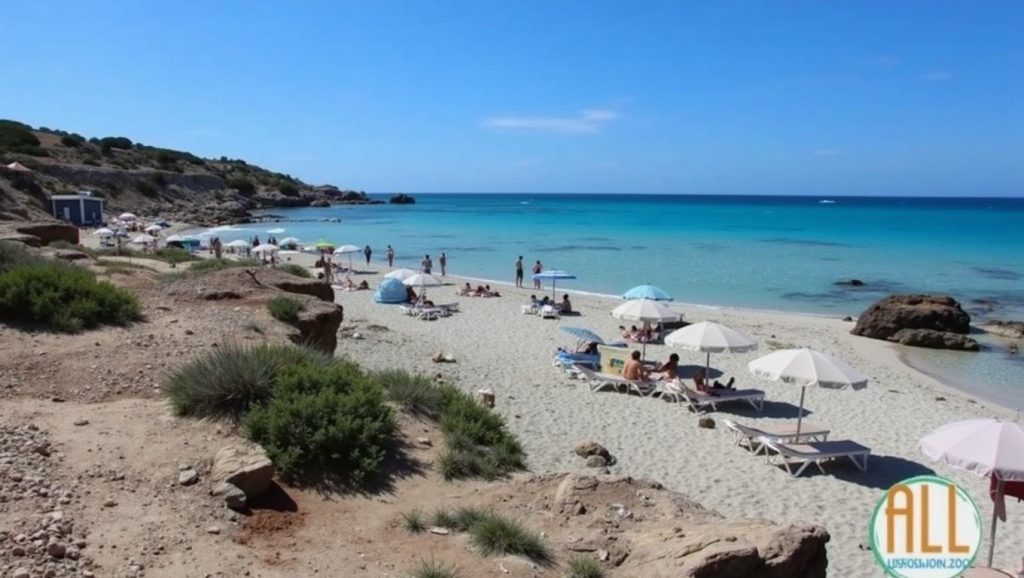 Oleaje en la orilla de Platja d'Es Copinyar, costa de Formentera