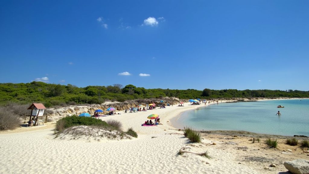 Amplia vista de Platja d'es Dolç, Ses Salines, Mallorca