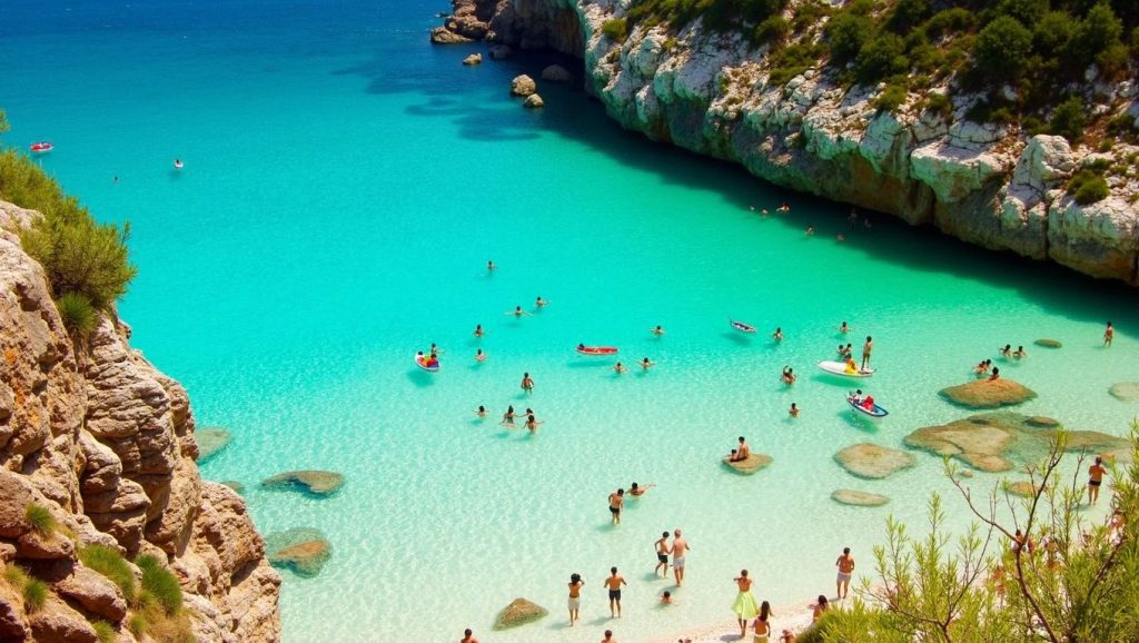 Playa de Platja d'es Port, Ses Salines, costa de Mallorca