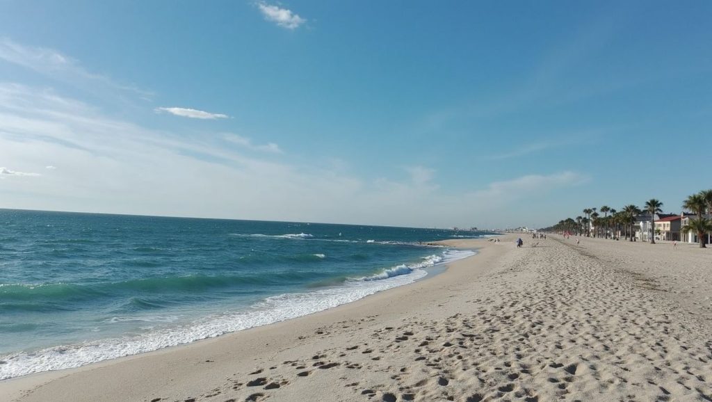 Panorámica de Platja de Caldes d'Estrac con cielo despejado, Caldes d'Estrac