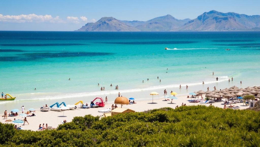 Arena y mar en Platja de Can Picafort, Santa Margalida, Mallorca