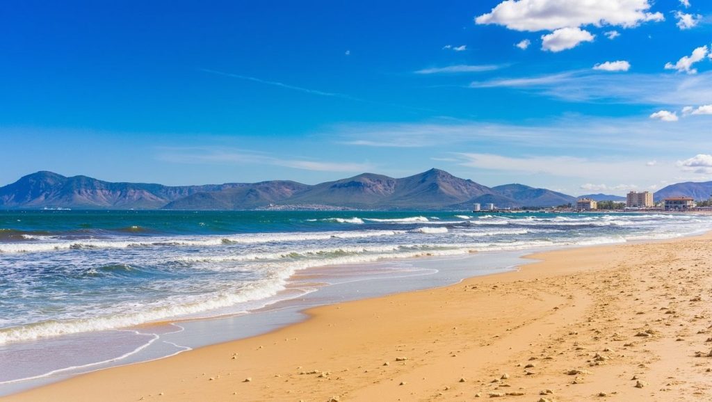 Primer plano de la orilla de Platja de Can Picafort, Santa Margalida