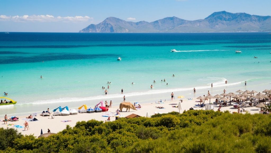 Playa Platja de Can Picafort desde la arena, Santa Margalida, Mallorca