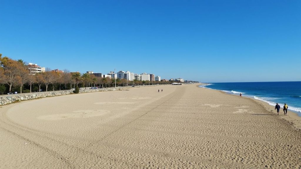 Textura de arena en Platja de Castelldefels Sud, Castelldefels, Barcelona