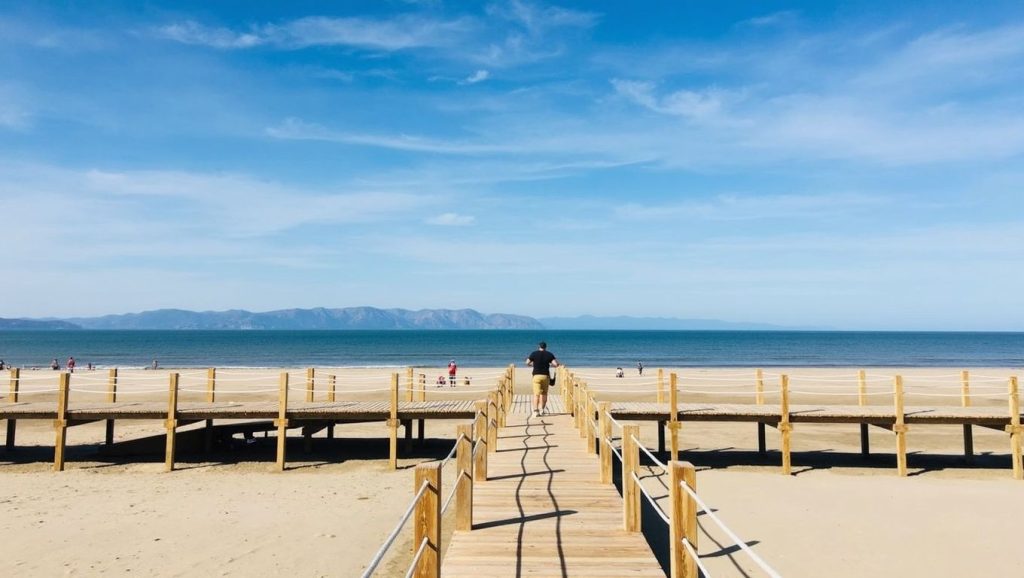 Panorámica completa de Platja de Castelldefels Sud, playa de Castelldefels