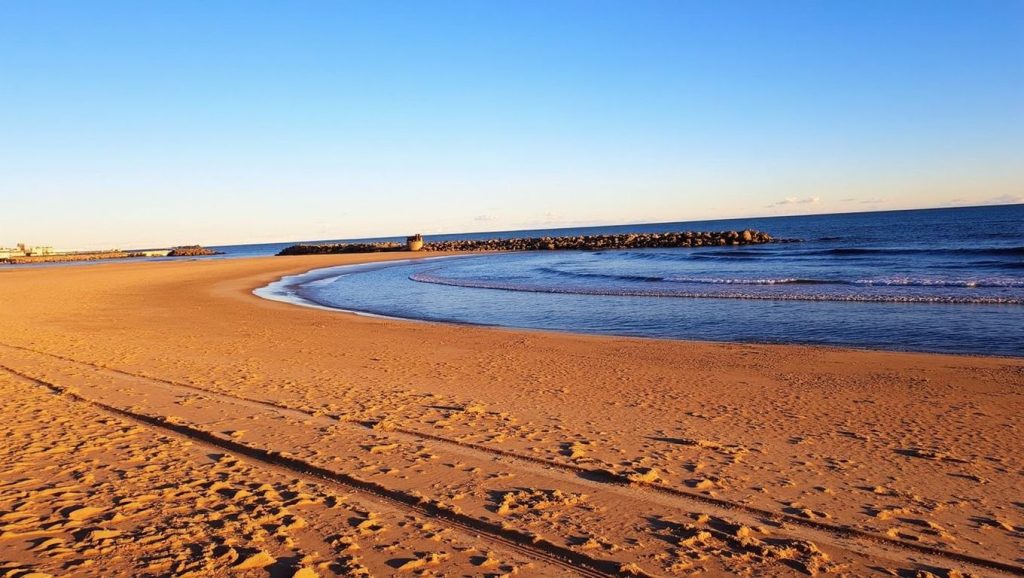 Línea de costa en Platja de Cubelles, Cubelles