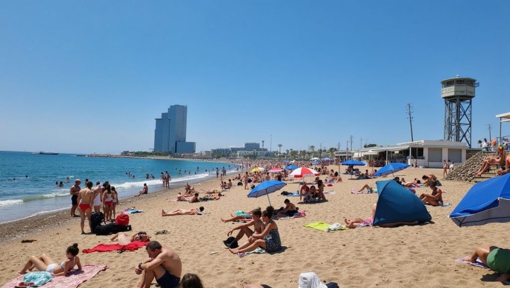Playa Platja de la Barceloneta desde la arena, Barcelona, Barcelona