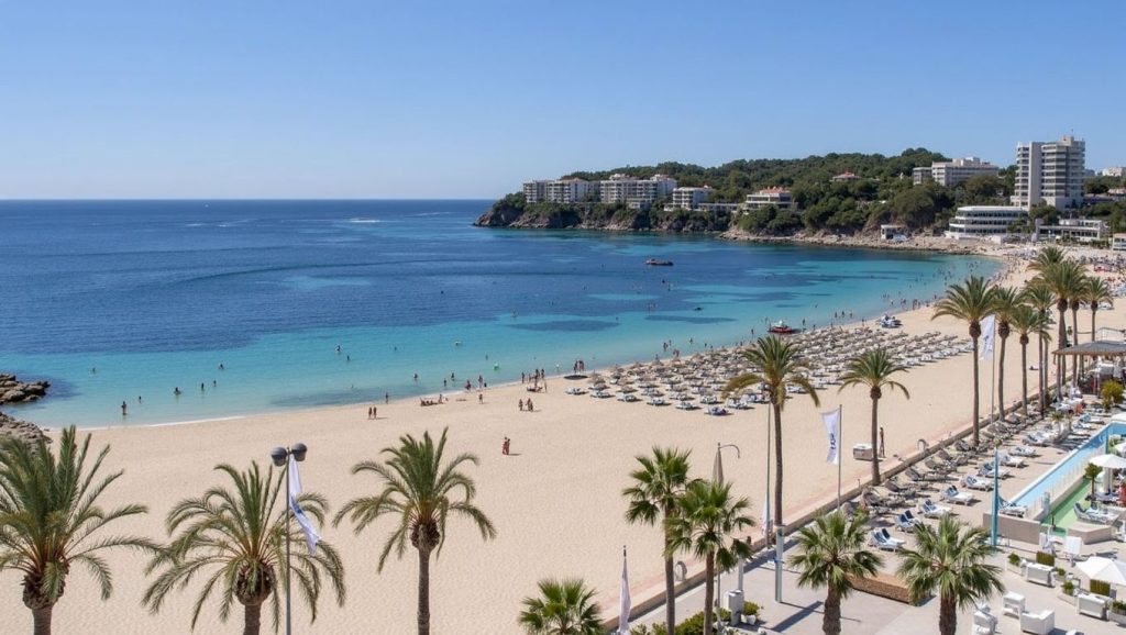 Panorámica completa de Platja de la Costa d'en Blanes, playa de Calvià