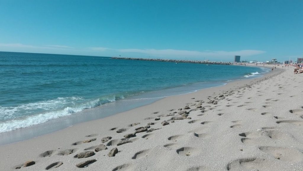 Acceso a Platja de la Nova Icària desde el aparcamiento, Barcelona