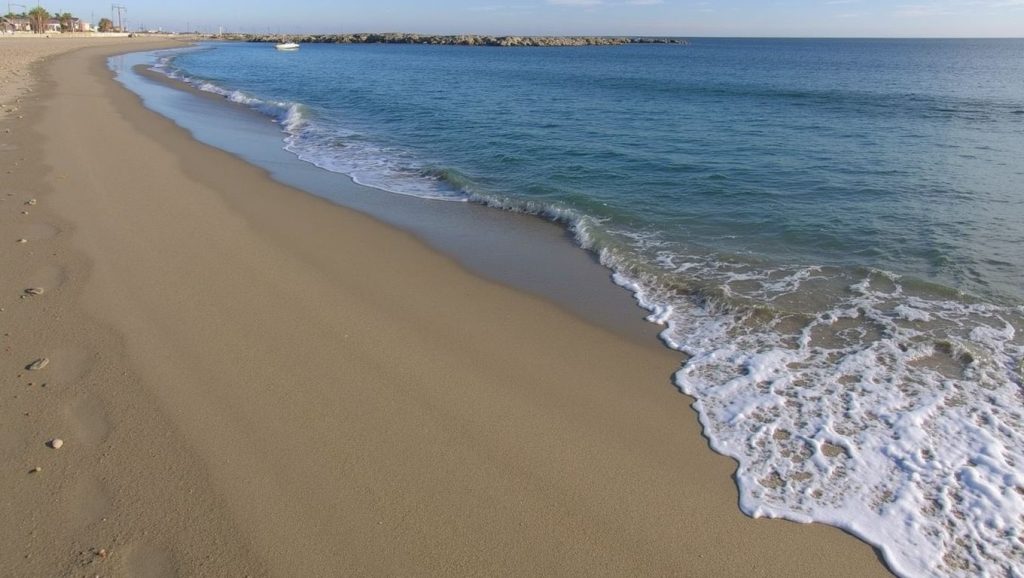 Arena y mar en Platja de la Nova Mar Bella, Barcelona, Barcelona