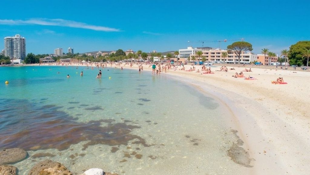Playa Platja de la Punta des Carregador desde la arena, Calvià, Mallorca