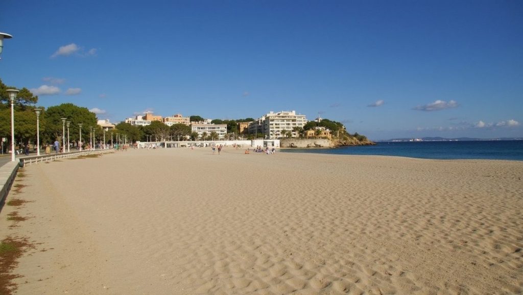 Orilla de Platja de la Punta des Carregador con olas suaves en Calvià