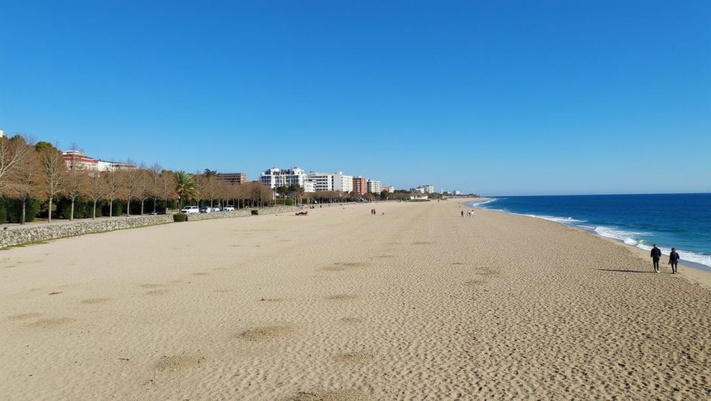 Arena fina en Platja de la Ribera, Sitges, Barcelona