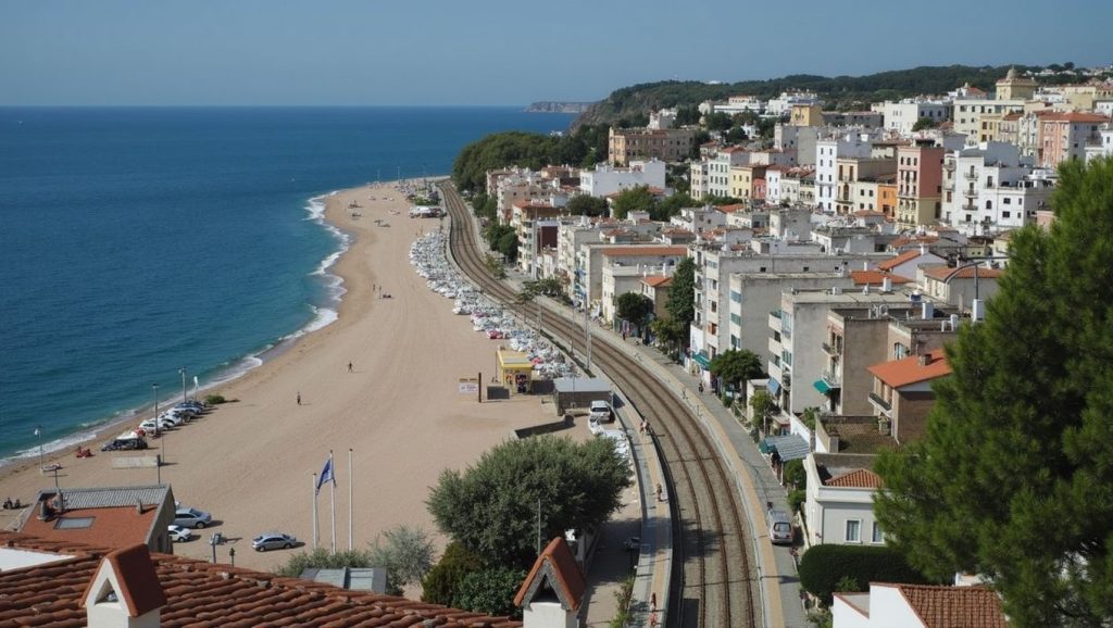 Playa Platja de la Sala desde la arena, Sant Pol de Mar, Barcelona