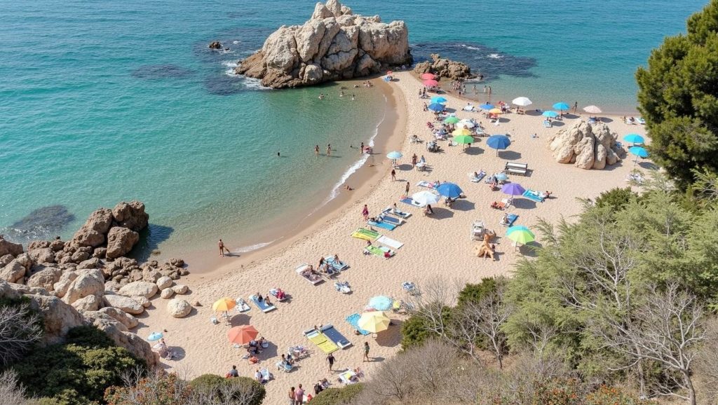 Línea de costa en Platja de la Sala, Sant Pol de Mar