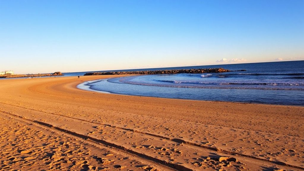 Arena y orilla en Platja de les Salines, Cubelles, Barcelona