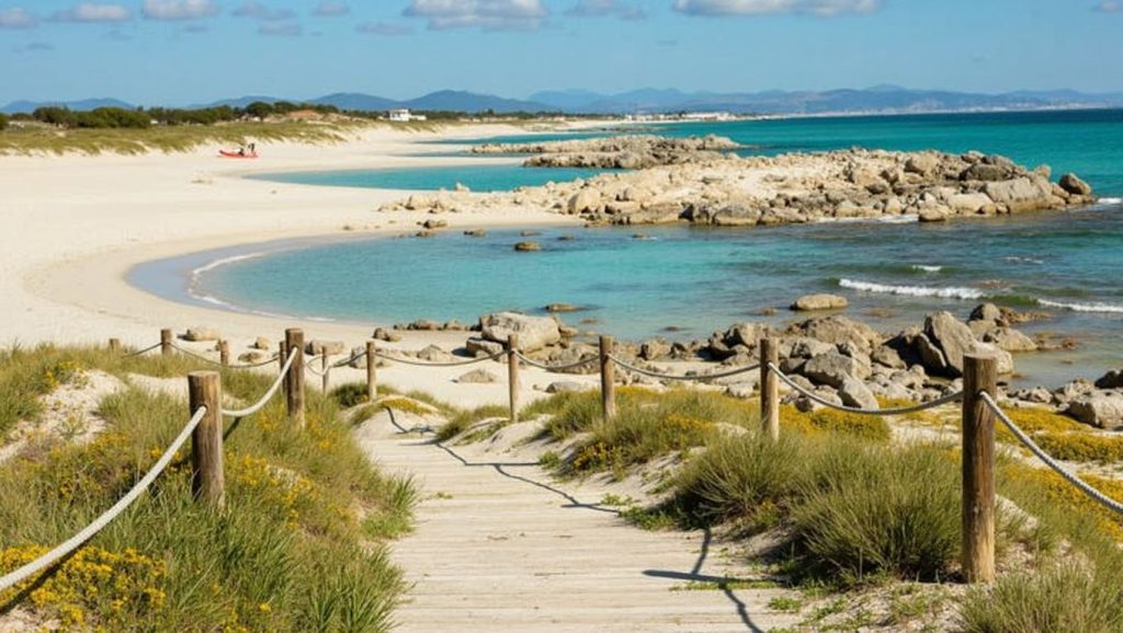 Panorámica de Platja de Llevant con cielo despejado, Formentera