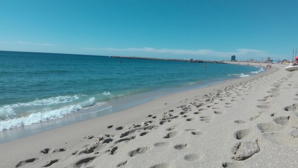 Panorámica de Platja de Llevant con cielo despejado, Premià de Mar