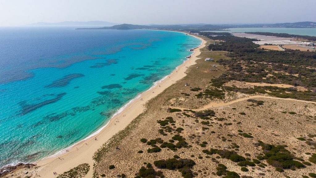 Línea de costa en Platja de Llevant, Formentera