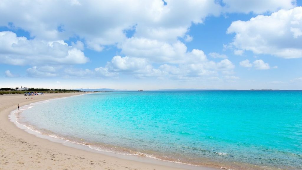 Amplio horizonte marino en Platja de Llevant, Formentera