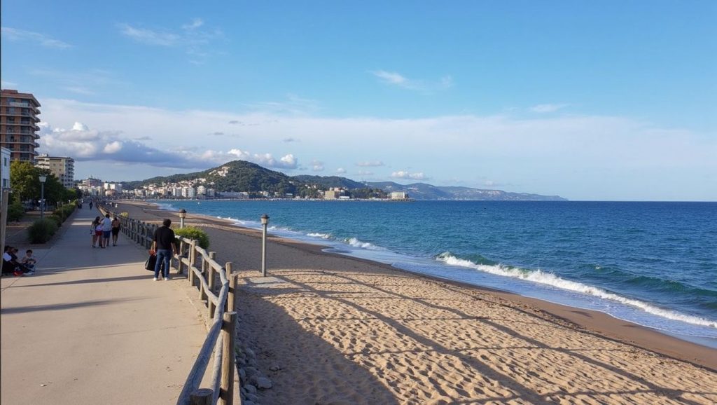 Acceso a Platja de Malgrat Centre desde el aparcamiento, Malgrat de Mar