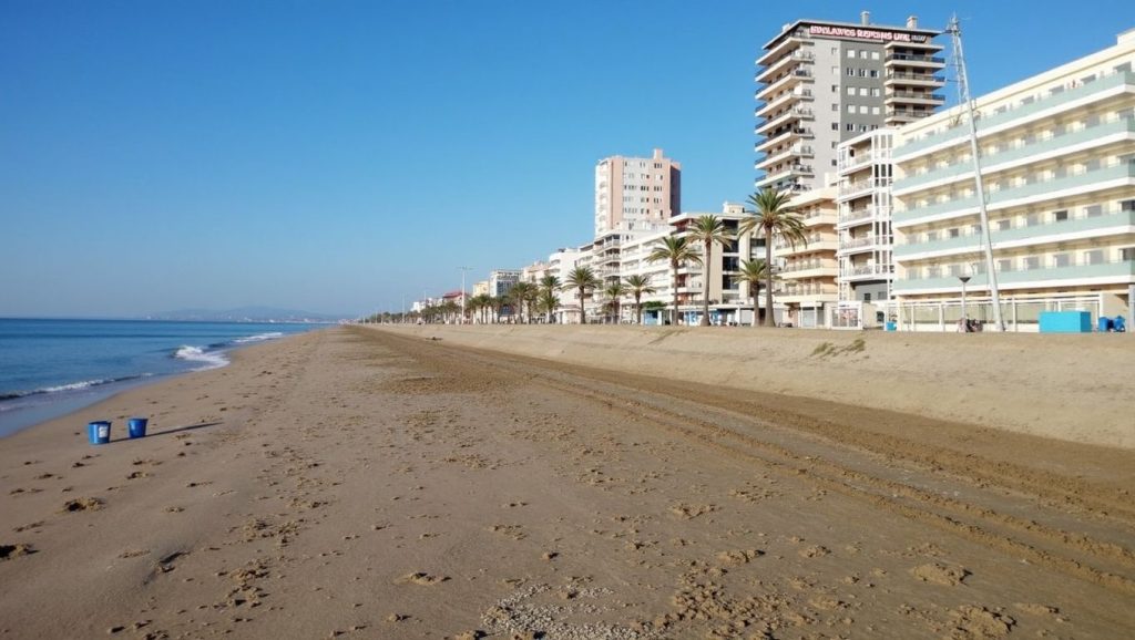 Olas rompiendo en Platja de Malgrat Centre, Malgrat de Mar