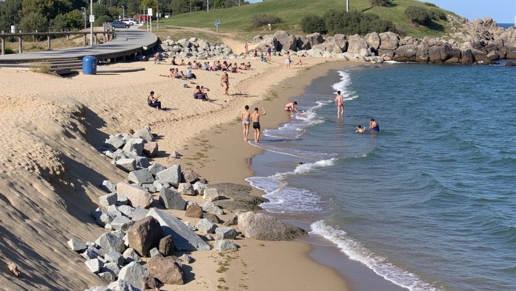 Playa Platja de Montgat desde la arena, Montgat, Barcelona