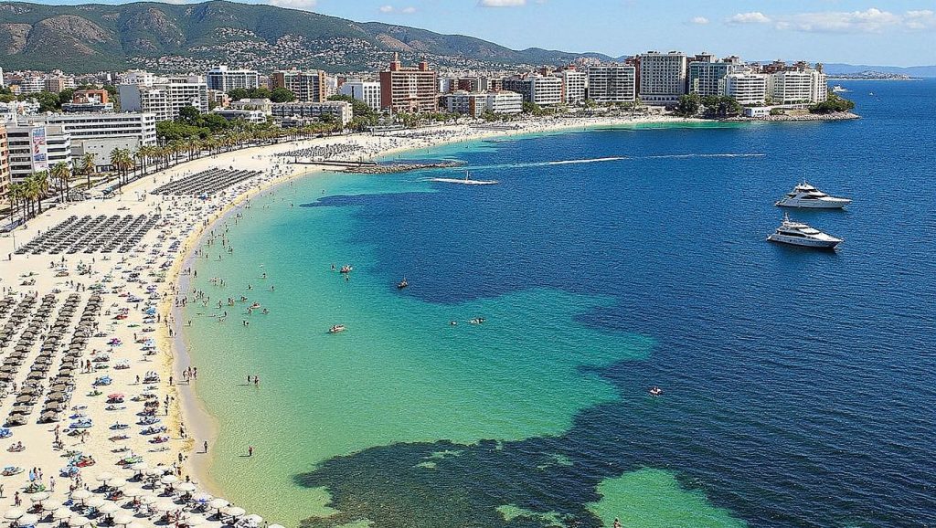 Panorámica de Platja de na Nadala con cielo despejado, Calvià