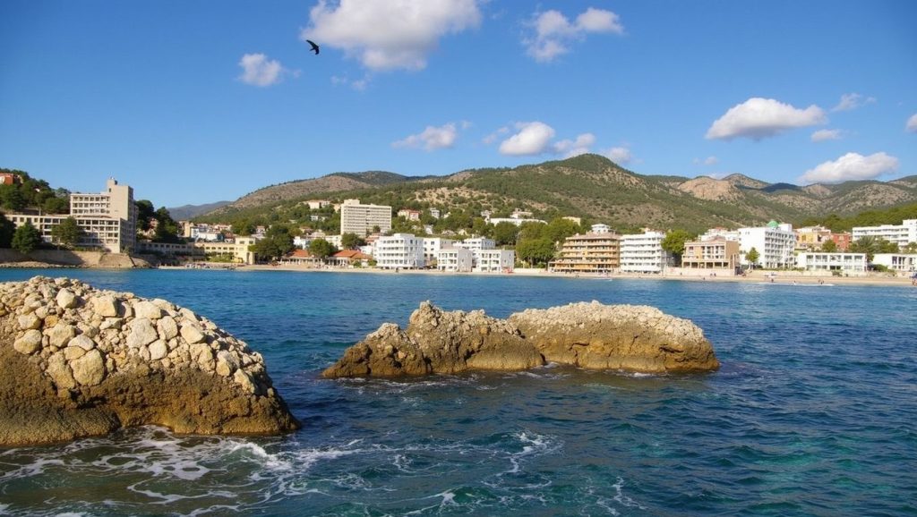 Olas rompiendo en Platja de Palmira, Calvià