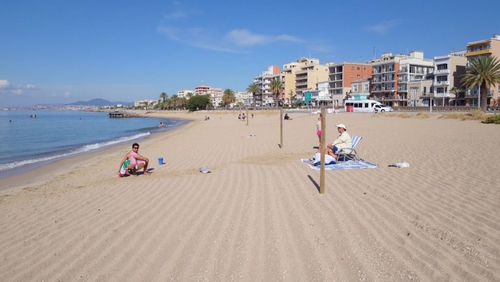 Orilla tranquila de Platja de Ponent, playa de Premià de Mar