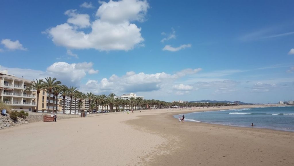 Playa Platja de Ribes Roges desde la arena, Vilanova i la Geltrú, Barcelona