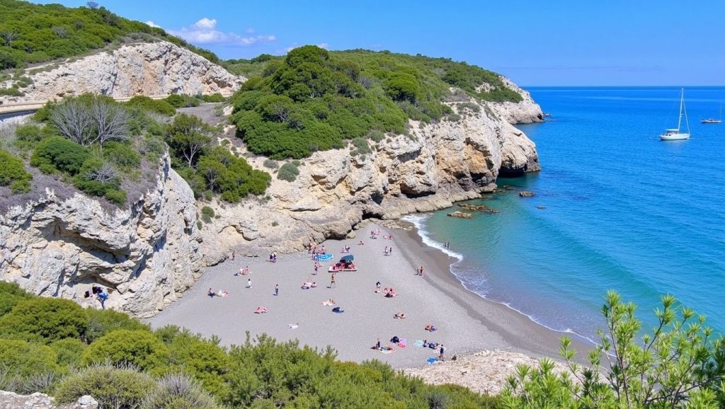 Acceso a Platja de Ribes Roges desde el aparcamiento, Vilanova i la Geltrú