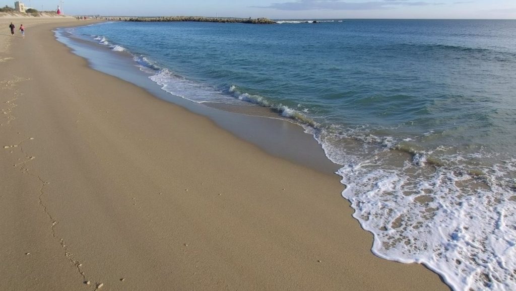 Vista amplia de Platja de Ribes Roges en Vilanova i la Geltrú, Barcelona