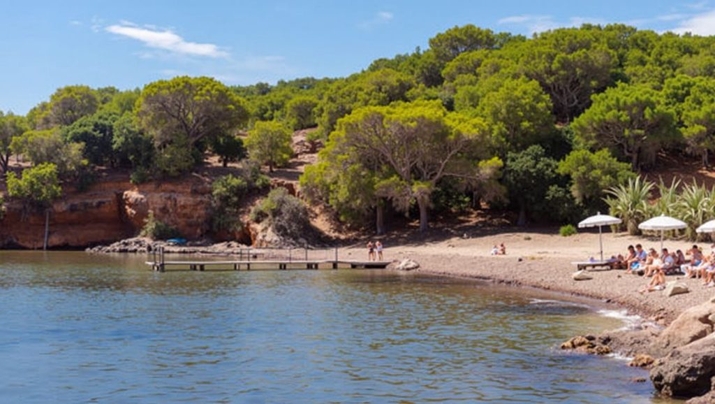 Arena y mar en Platja de s'Estanyol, Santa Margalida, Mallorca