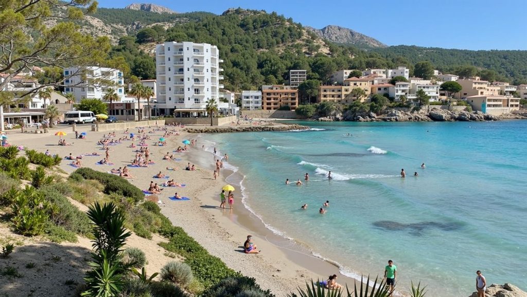 Panorámica de Platja de s'Hostalet con cielo despejado, Andratx