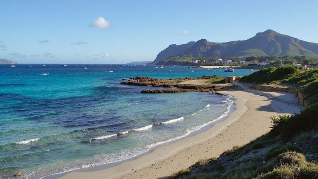 Detalle de arena y agua en Platja de sa Font de Sant Joan, Artà