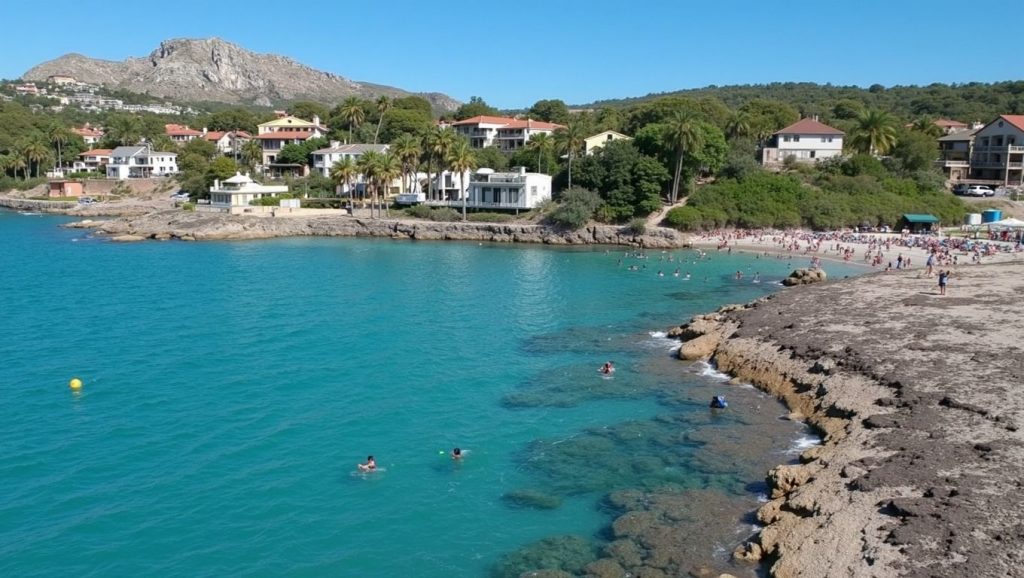 Vista amplia de Platja de sa Font de Sant Joan en Artà, Mallorca