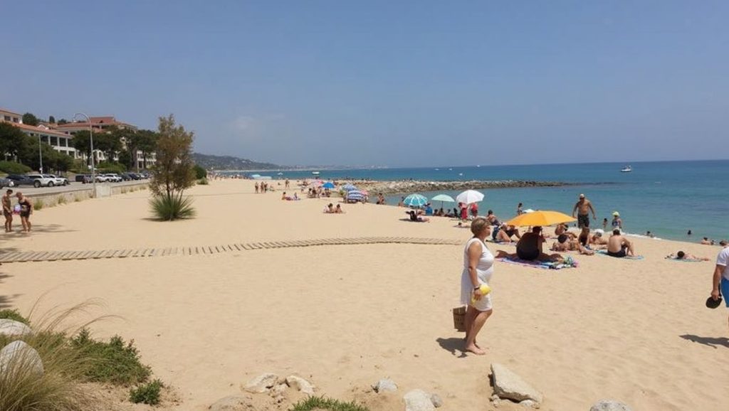 Orilla tranquila de Platja de Sant Andreu de Llavaneres, playa de Sant Andreu de Llavaneres