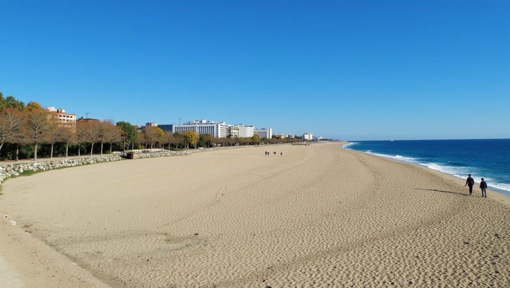 Costa de Barcelona desde Platja de Sant Sebastià, Barcelona