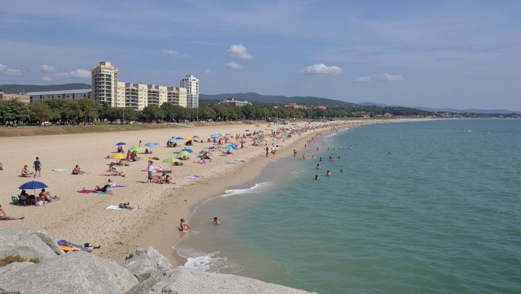 Playa Platja de Sant Simó en Mataró, Barcelona