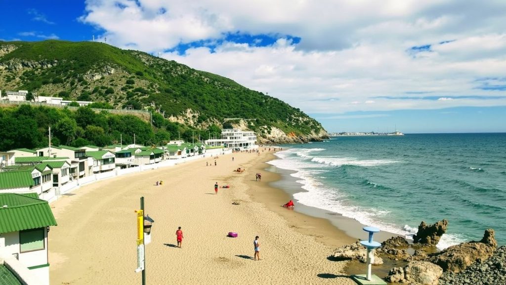 Vista amplia de Platja de Santa Susanna en Santa Susanna, Barcelona
