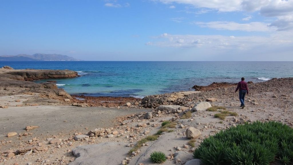 Vista amplia de Platja de Son Real en Santa Margalida, Mallorca
