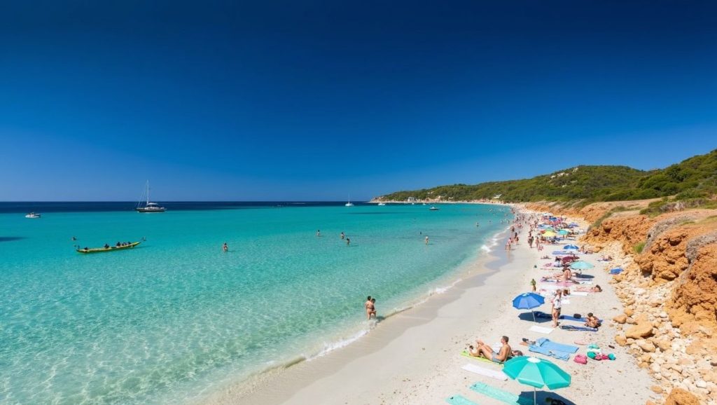 Arena y mar en Platja de Son Real, Santa Margalida, Mallorca