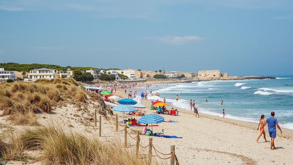 Olas rompiendo en Platja de Son Serra de Marina, Santa Margalida
