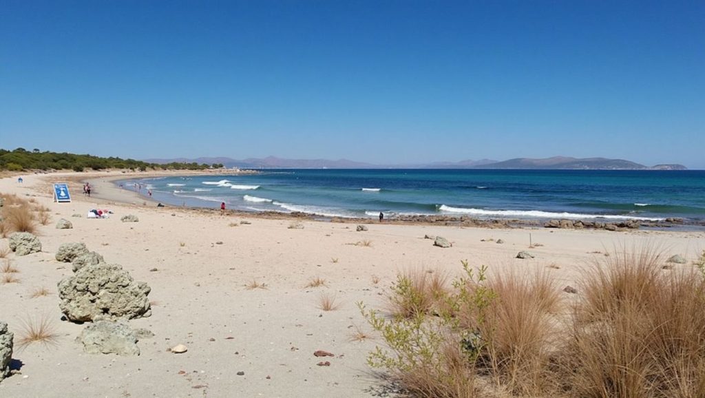 Arena y mar en Platja de Son Serra de Marina, Santa Margalida, Mallorca