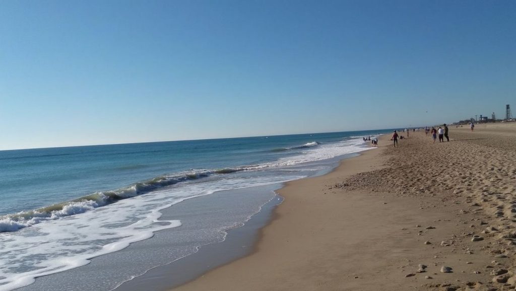 Panorámica de Platja de Viladecans con arena y mar, Viladecans