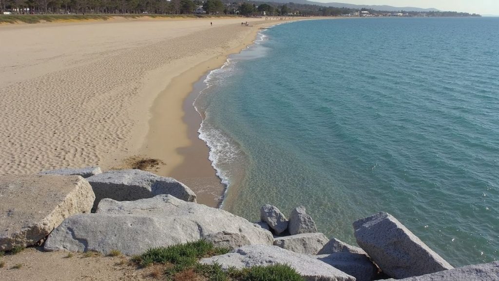 Playa Platja del Callao desde la arena, Mataró, Barcelona
