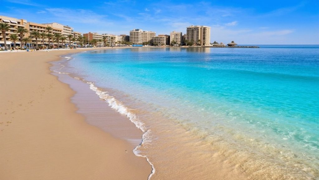 Arena y orilla en Platja del Cura, Torrevieja, Alicante