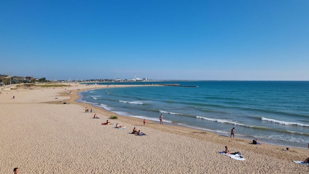 Playa de Platja del Far, Vilanova i la Geltrú, costa de Barcelona