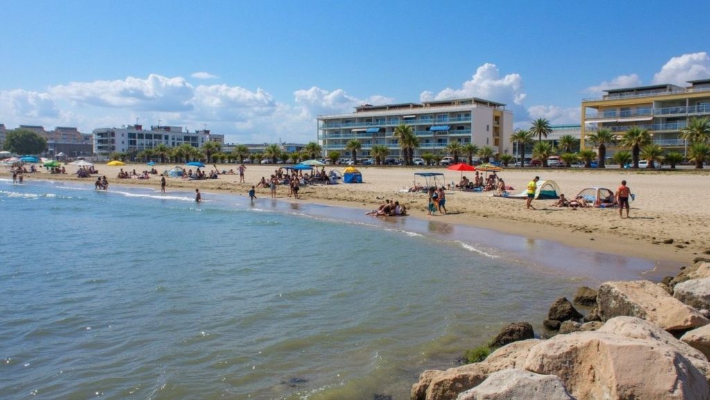 Panorámica de Platja del Foix con cielo despejado, Cubelles